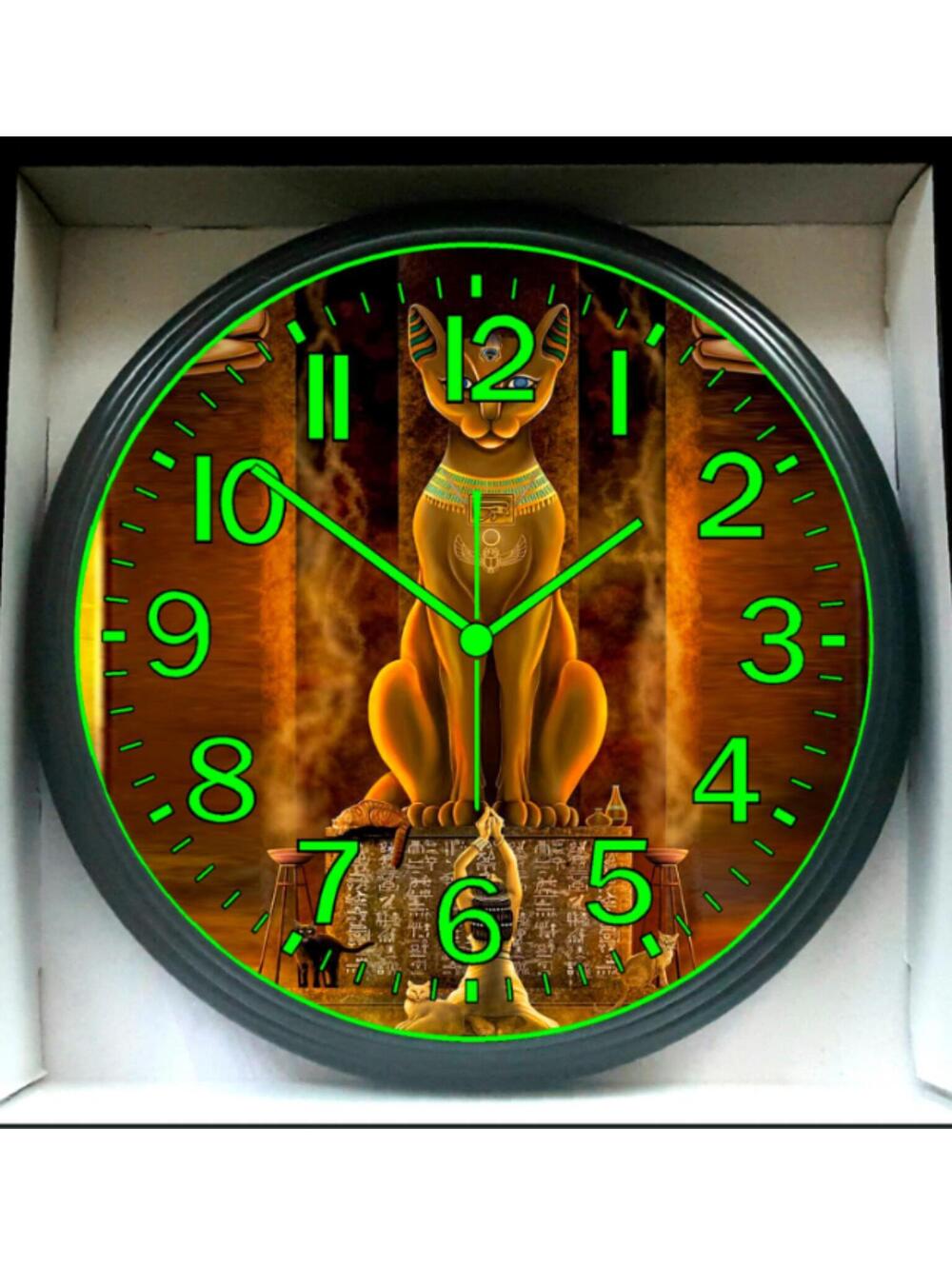 Egyptian Farrow Osiris Glow In The Dark Wall Clock New!